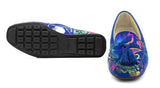 women moccasins leather handmade azul