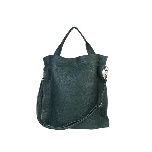 Green Leather flat bag